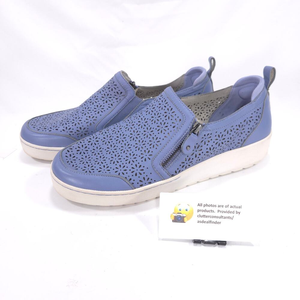 Jambu July Side Zip Wide Loafer Flat Womens Size 11 W J2JUL45W Blue White